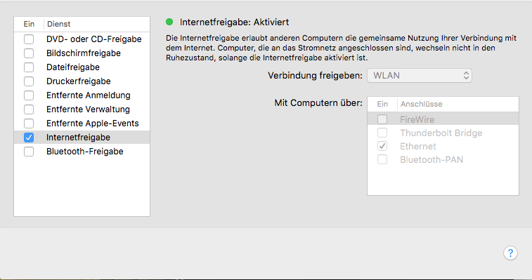 Internetfreigabe-Mac